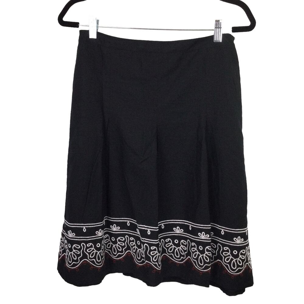 Ann Taylor Loft Dark Romantic Whimsygoth Cottagecore Pleated Embroidered Skirt 4